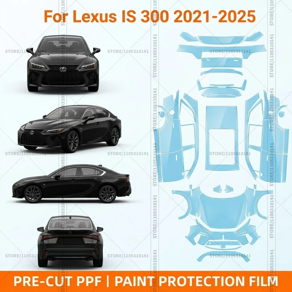 Pre-Cut Paint Protection Film PPF Transparent Bumper Protector Automotive Clear Bra Car Film For Lexus IS 300 2021-2025