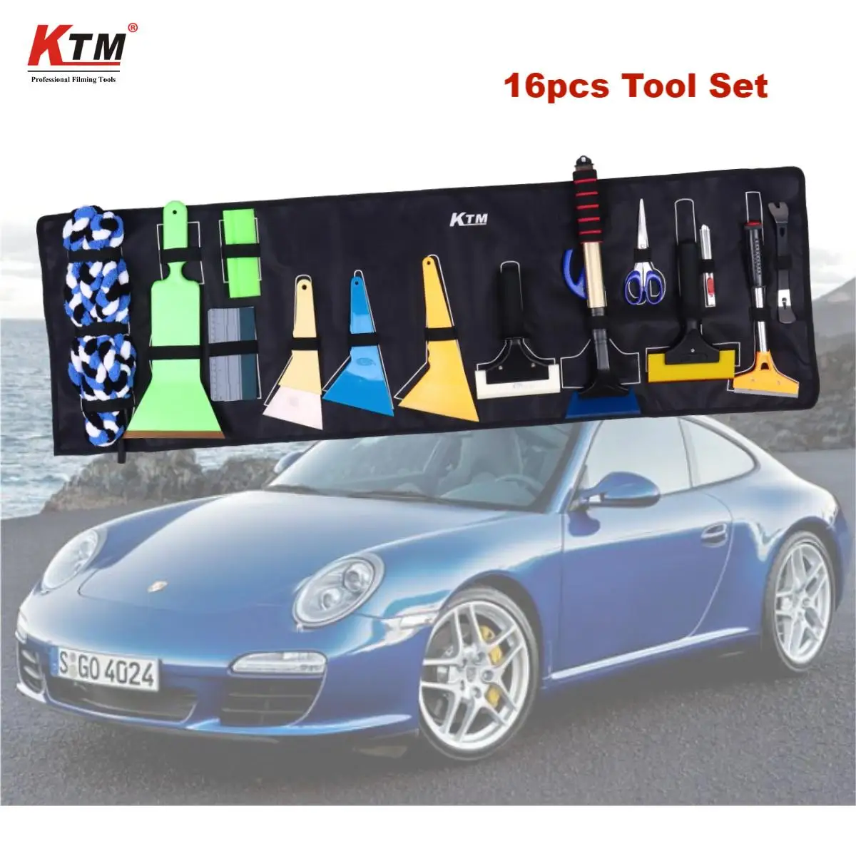 

KTM 16Pcs/Set Auto Carbon Film Vinyl Install Scraper Auto Window Tint Tools Razor Blade Windshield Tools Car Motor DIY Tool Set