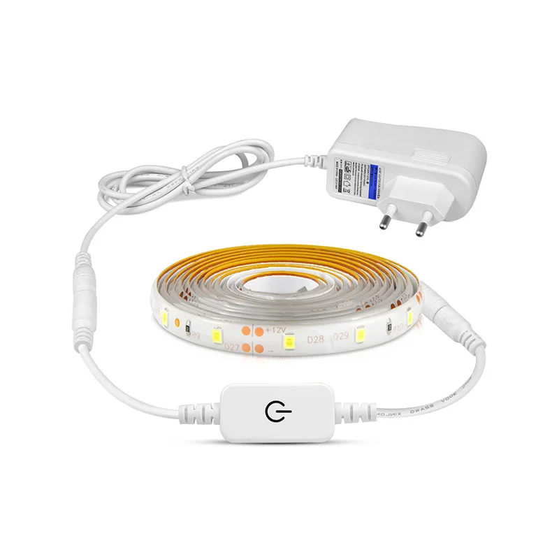 12V Dimmer LED Strip Light With Adhesive Back Tape Touch Control Kitchen Cabinet Cupboard Room Decor Lights 1M-5M Ribbon Lamp