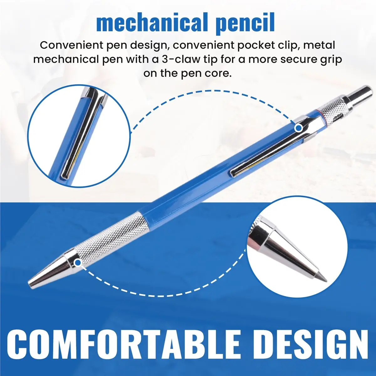 [T70C]Welders Pencil with 6Pcs Round Refills, 2.0 mm Mechanical Pencil Marker for Pipe Fitter Welder Construction Woodworking