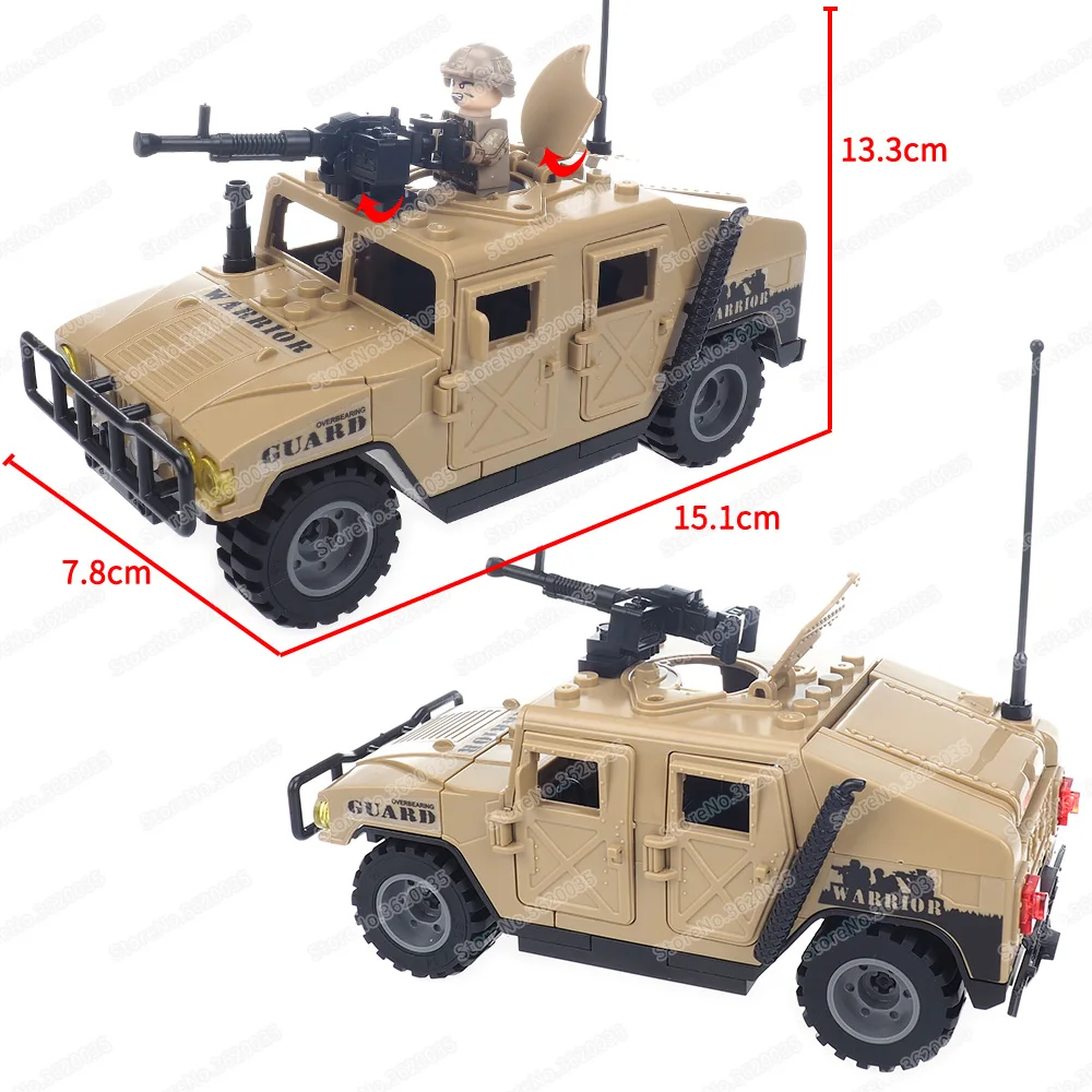 Military Watchtower Land Battle Ax Weapons Car Building Block Moc Ww2 Figures Patrol The Guard Scenes Model Child Gifts Boy Toys