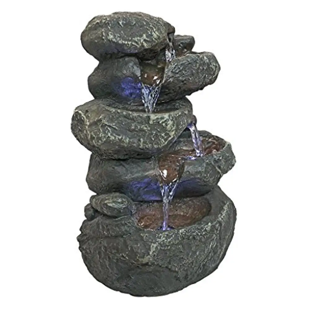 

Anchor Falls Rock Garden Desk Fountain LED Lights Indoor Outdoor 11 Inch Zen Water Feature Zen Decor Tabletop Office Patio