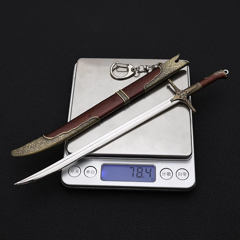 Espada Aerondight de 22CM de Metal completo con funda, hoja plateada, arma coleccionable, modelo Monster Slayer, artefacto inspirado