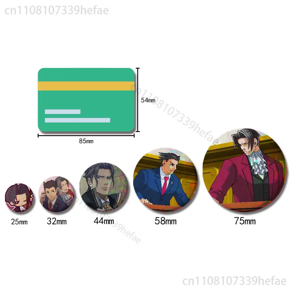 Game A-Ace A-Attorney Badges 25 32 44 58 75 mm Round Cosplay Pin Bag Decor Fans Collect Friends Gifts Brooch Souvenir