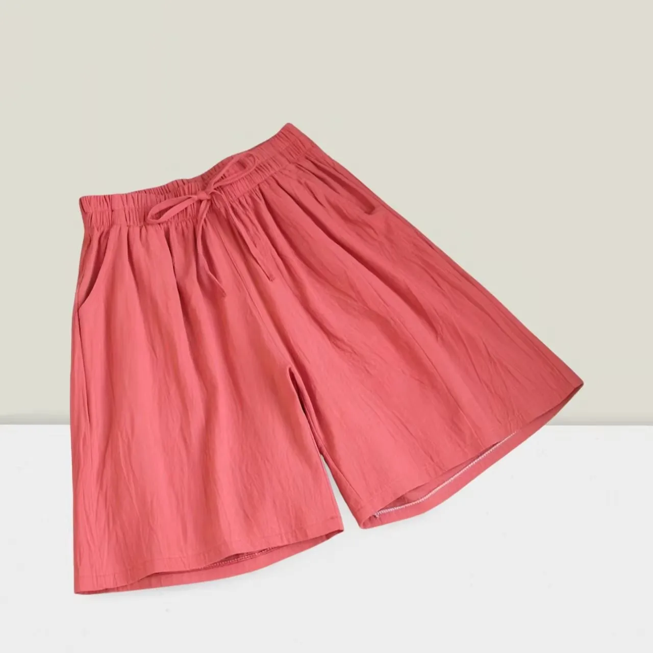 woman Cotton linen cropped shorts women summer comfortable breathable home use lengthened widened cool casual pants 2026 Shorts