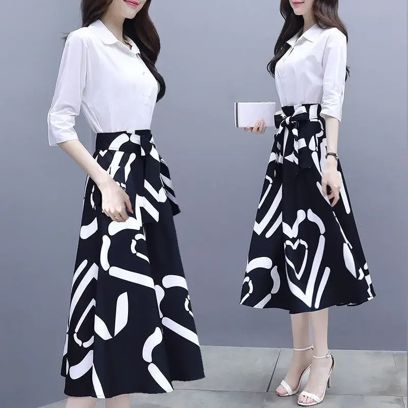 Trend Female Dress Splicing A Line Xxl Trendy X Fashion Summer 2025 Women's Long Sleeve Dresses Chic and Elegant Pretty Y2k Full