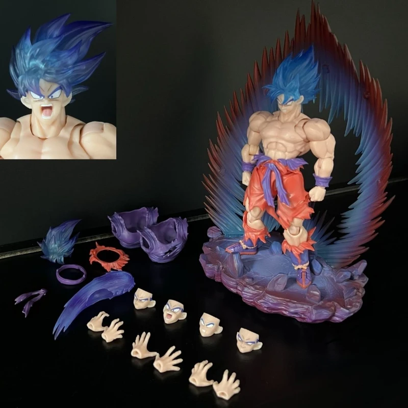 E&C EC World King Fist Dragon Ball SHF Goku Super Saiyan Blue Clothes Battle Loss 3.0 Physical Moveable #1