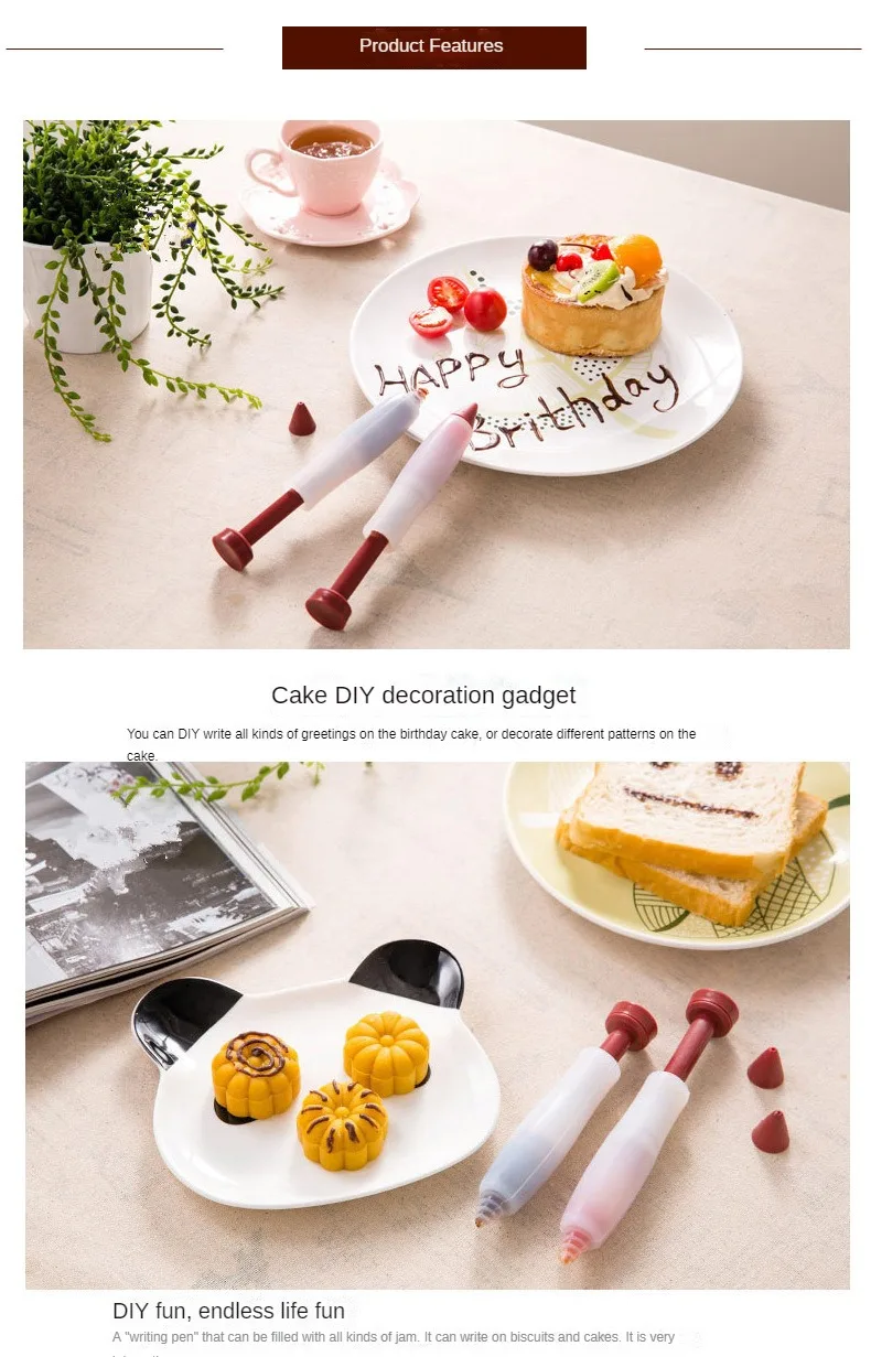 Baking Tools Food grade Silicone Chocolate Jam Writing and Decorative Pen Cake DIY Graffiti Pen Milking Oil Gun  baking tools