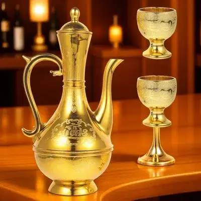 1Set Buddhist Offering Cup Vintage Ritual Sacrifice Cups Retro Kettle for Temple Worship Meditation Home Decor Buddhist Supply