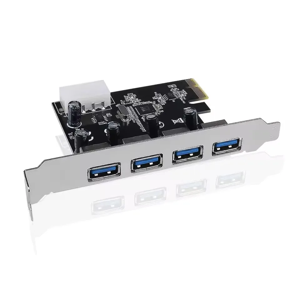 Carte d'extension PCI-E USB 3.0 à 4 ports, adaptateur HUB PCI Express PCIe USB 3.0, contrôleur USB 3.0 à 4 ports USB 3 0 PCI e PCIe Express