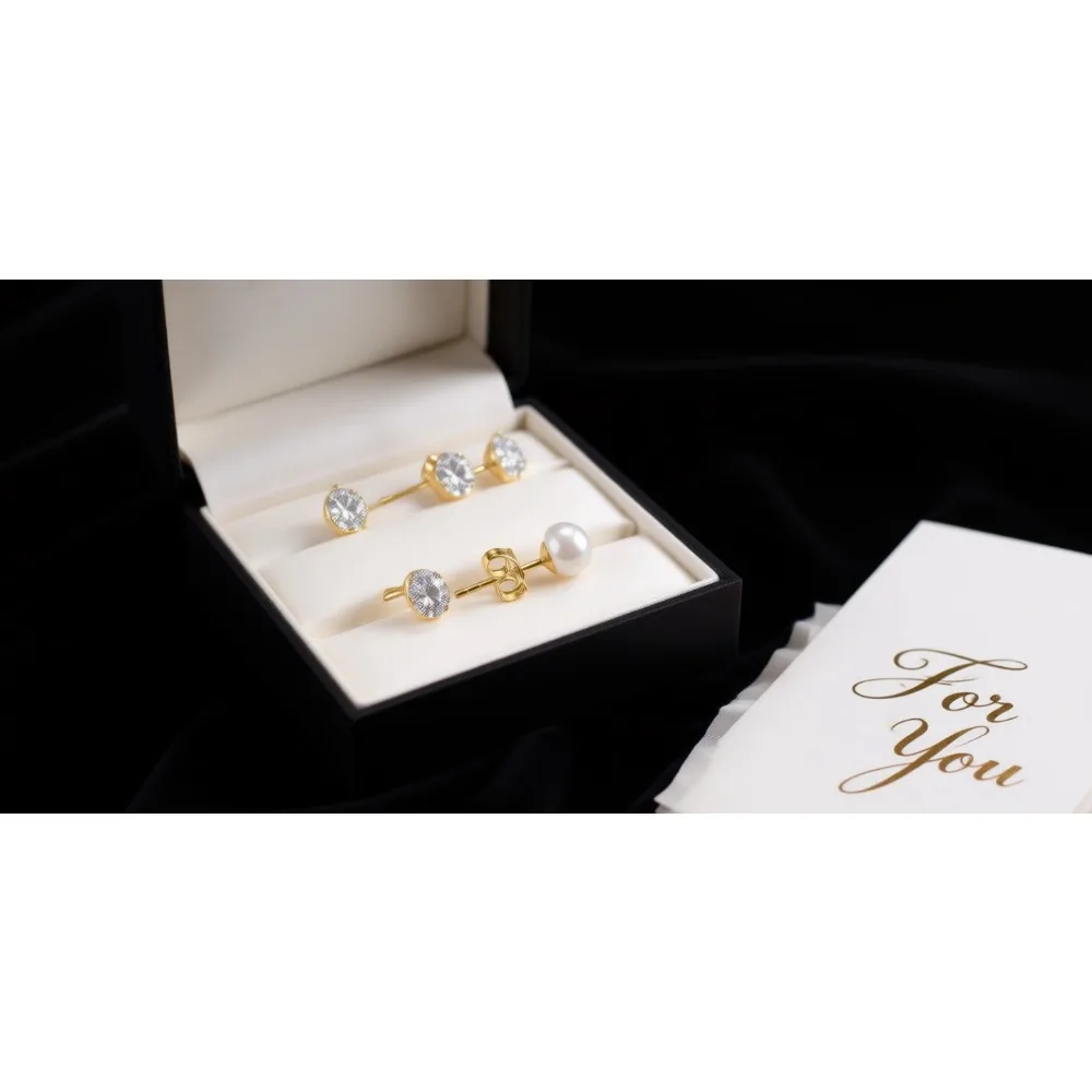 

Серьги-гвоздики из стерлингового серебра с позолотой 14K и пресноводным культивированным жемчугом класса ААА, гипоаллергенные