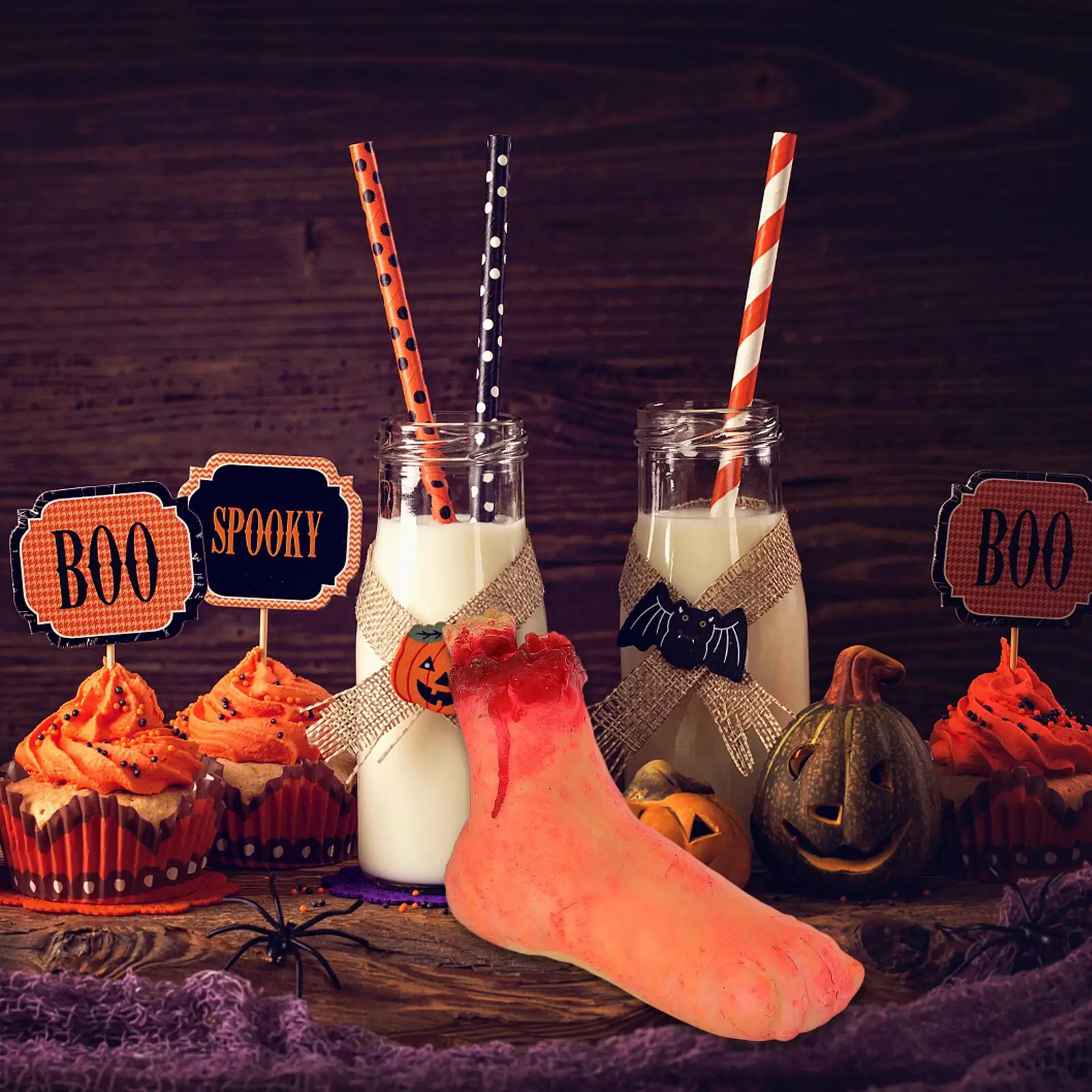 Juego de 4 Uds de pies, piezas del cuerpo roto, decoración aterradora de Halloween, juguete de broma, fiesta, espectáculo de escenario, nament