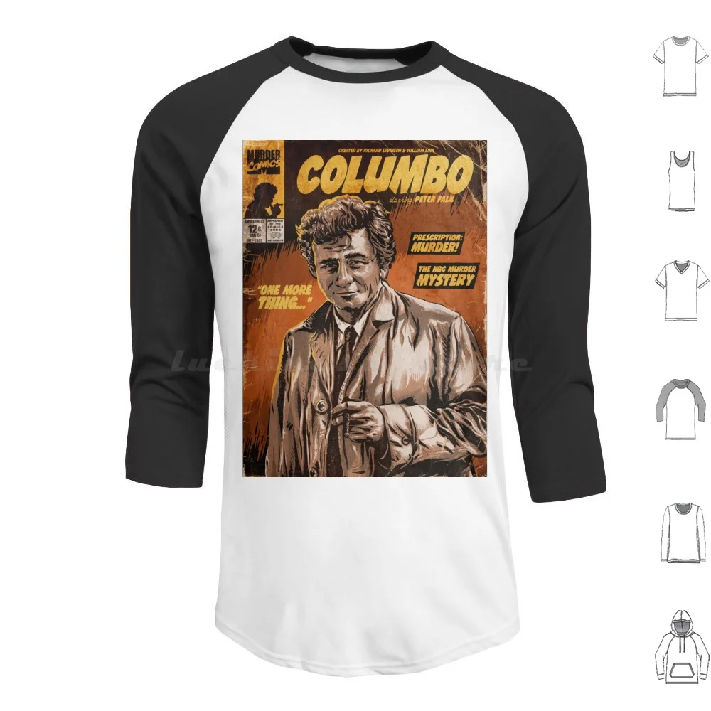 Columbo Tv Show Comic Hoodies Long Sleeve Columbo Peter Falk Comic Vintage Tv Show Inspector Crime Just One More