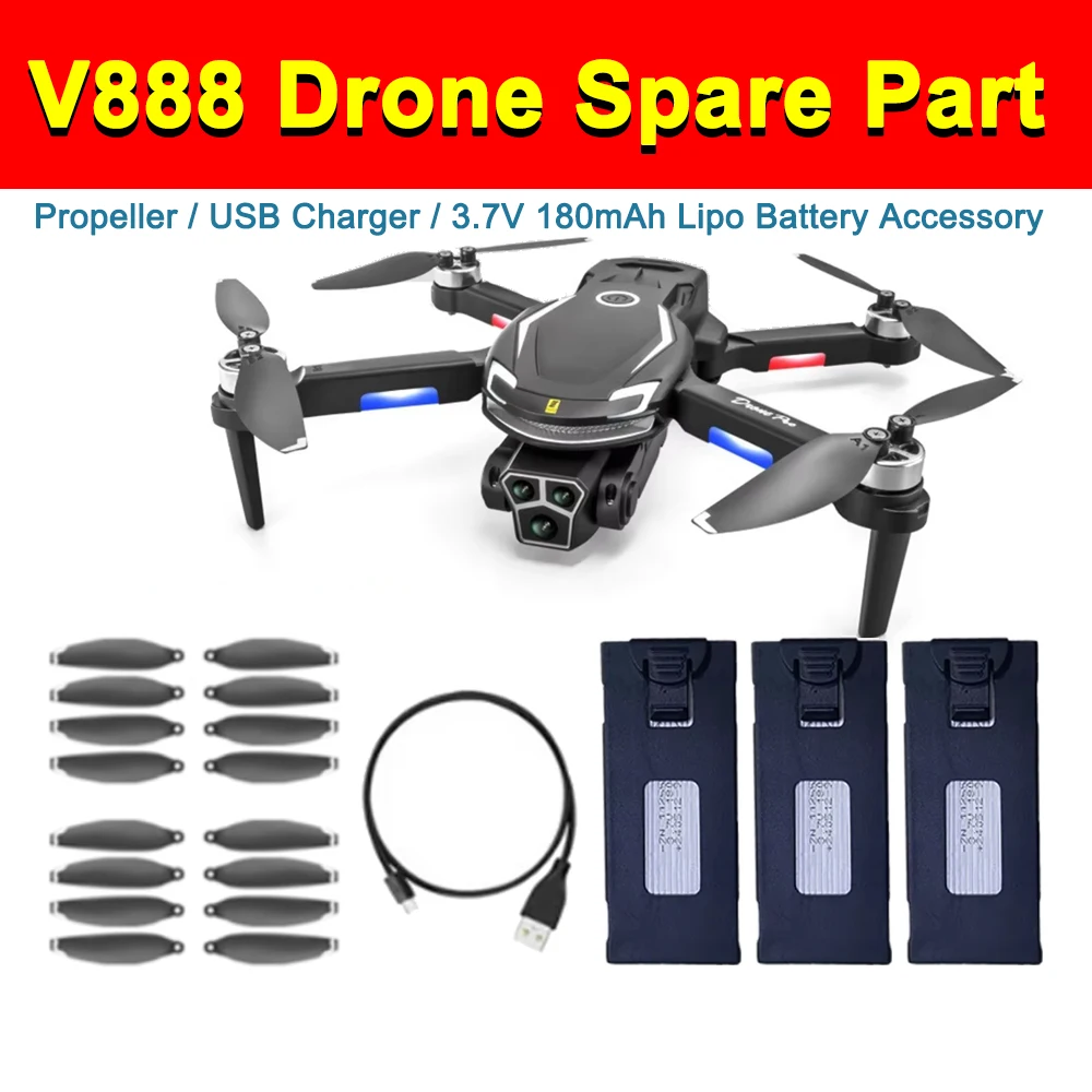 V888 Drone Mini Quadcopter Pezzo di ricambio originale V888 Batteria 3.7V 1800mAh/Elica CW CCW Wing Blade/Accessorio caricatore USB