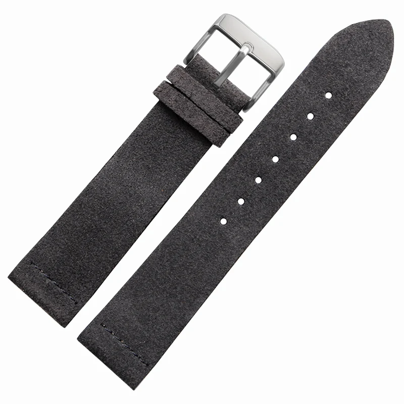 Suede Cowhide Strap For any brand 16 18 20 22mm Genuine leather Watch band Vintage Wrist band Light brown gray green Accessories