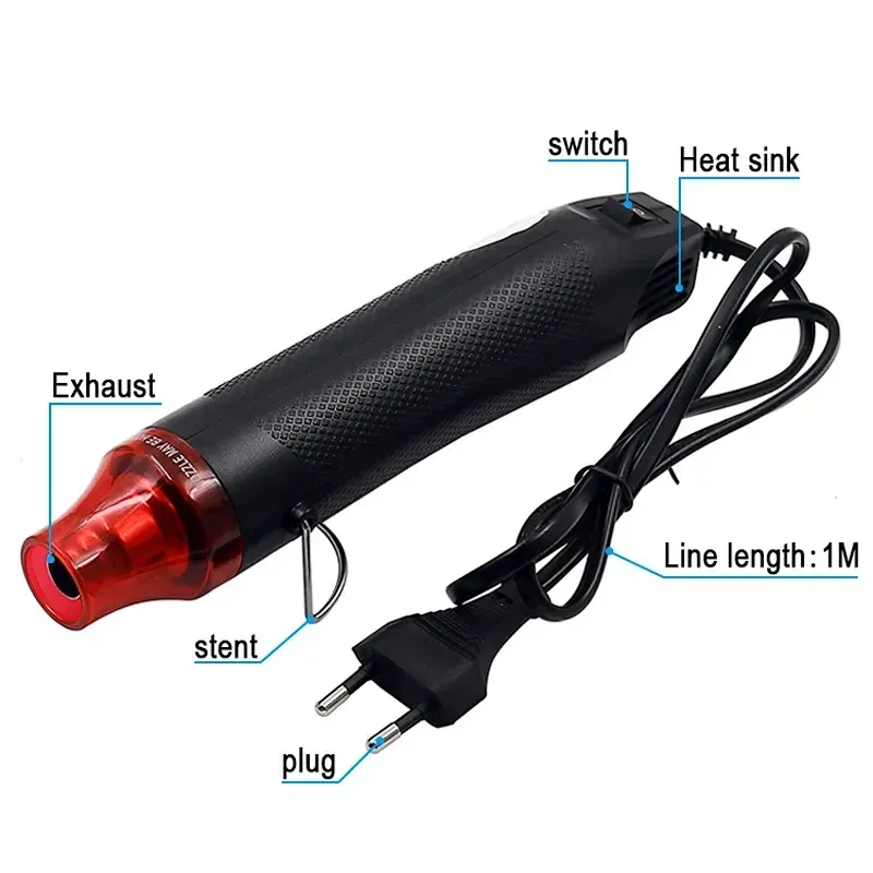 300W Hot Air Gun 110V US Plug with Heat Shrink Tubing Kit 2:1 Shrinkable Wire Connect Cover Cable Repair Protection Heat Gun