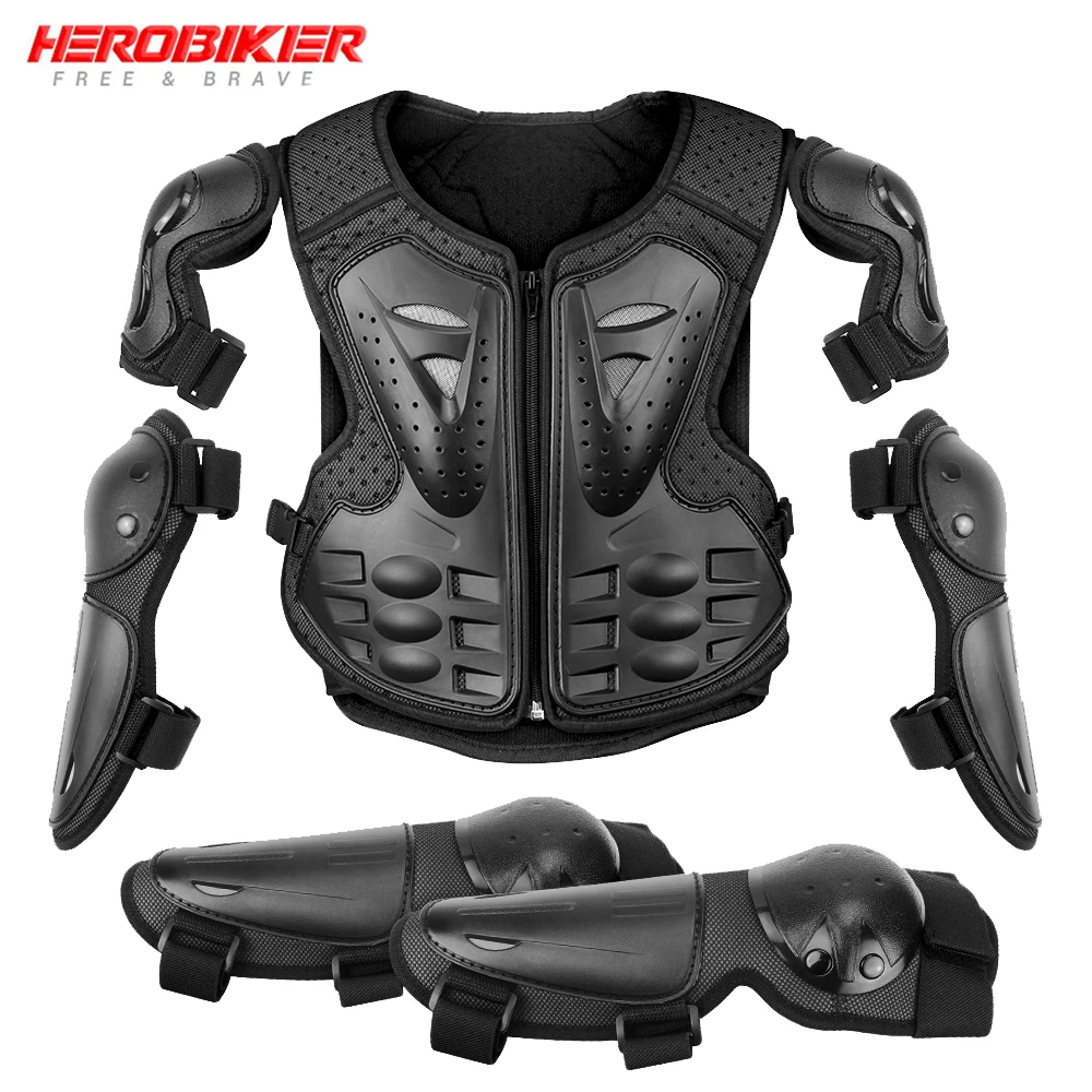 

Kid's Motorcycle Armor Vest Protection Motocross Body Armor Jacket Protective Armors Riding Kneepads Moto Full Armor Children