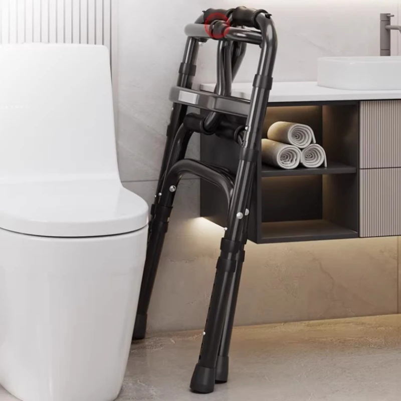 Toilet Grab Bar with Double Handles, No-Drill Foldable Anti-Slip Rail for Elderly Pregnant Disabled,bathroom Safety Aid for Home