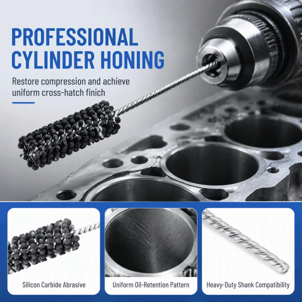 22mm Diameter Cylinder Hone Tool 240 Grit 320 Grit SC Ball Flexible Cylinder Hone Flexible Design Brush Style Abrasive