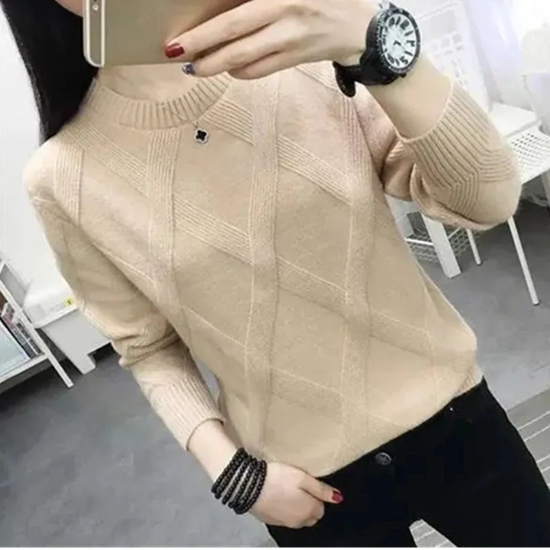 

2023 Spring Autumn O-Neck Loose Pullover Women Knitted Sweater Long-Sleeve Tops New Fashion Casual Female Knitwear Clothes X137