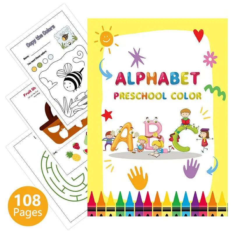 

Рабочая тетрадь для отслеживания и раскрашивания букв ABC для дошкольников, образовательная книга для практики письма, книга-раскраска для дошкольников с алфавитом