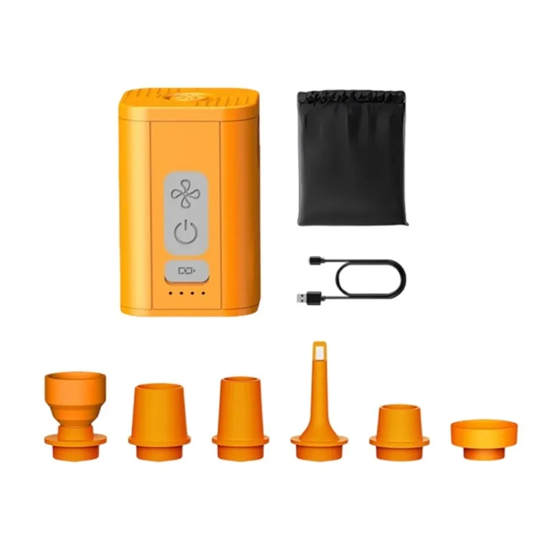 JHD Versatile Mini Electric Air Pump With LED Light - USB Charging, Portable For Outdoor Use Orange Color