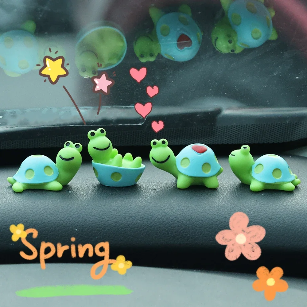 Mini Turtle Car Ornaments Automotive Electronic Display Screen DIY Decorative Turtle Ornament Car Interior Decor Accessories