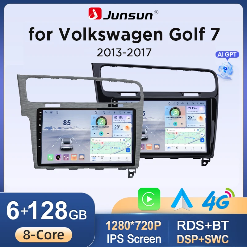 Junsun Kabelloses Apple CarPlay Android Auto für VW Golf 7 MK7 5G 2012-2017 Android Autoradio GPS-Navigation IPS-Touchscreen DSP RDS Bluetooth WiFi