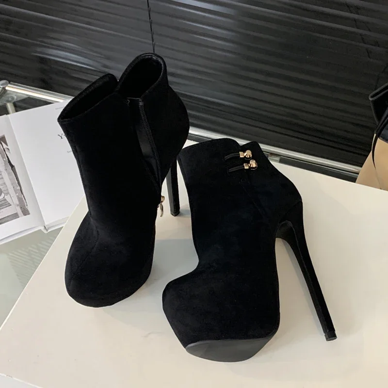 Eilyken Spring Autumn Platform Women Ankle Boots Sexy Fetish Ultra Thin High Heels Nightclub Party Pumps Shoes