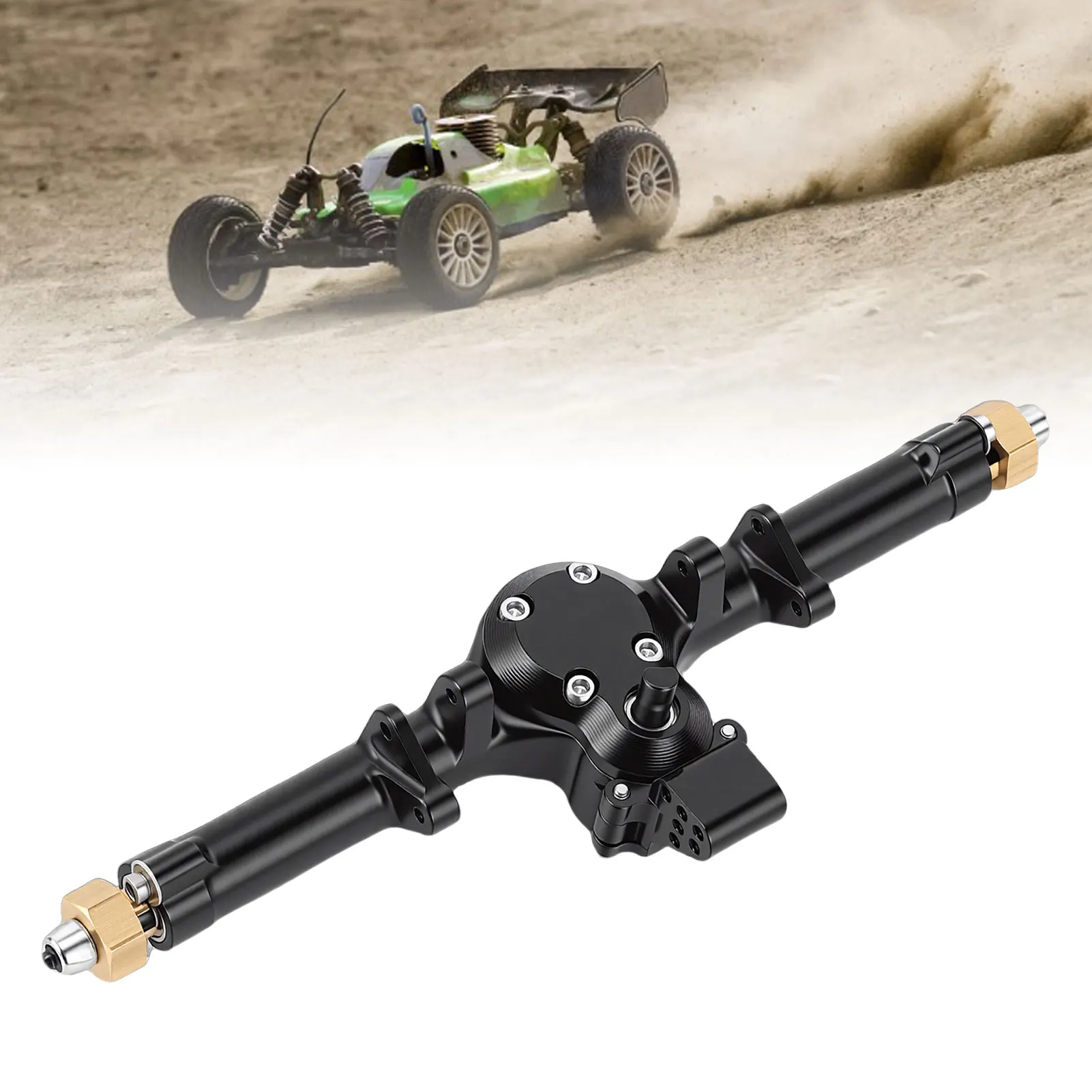 

RC Car Metal Rear Axle RC Car Rear Axle Replacement for Axial SCX24 1/24 RC Car Black Matte Aluminum Alloy Brass Rear Axle