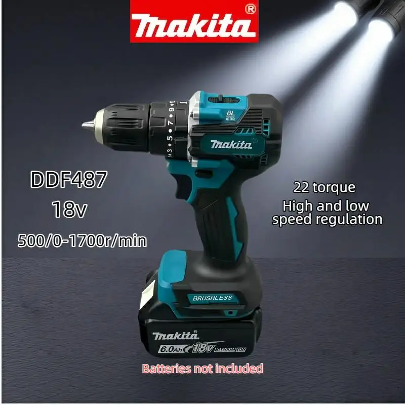 

Makita DDF487 18V Brushless Cordless Drill Driver - 10mm Keyless Chuck High Torque Screwdriver (Tool Only)