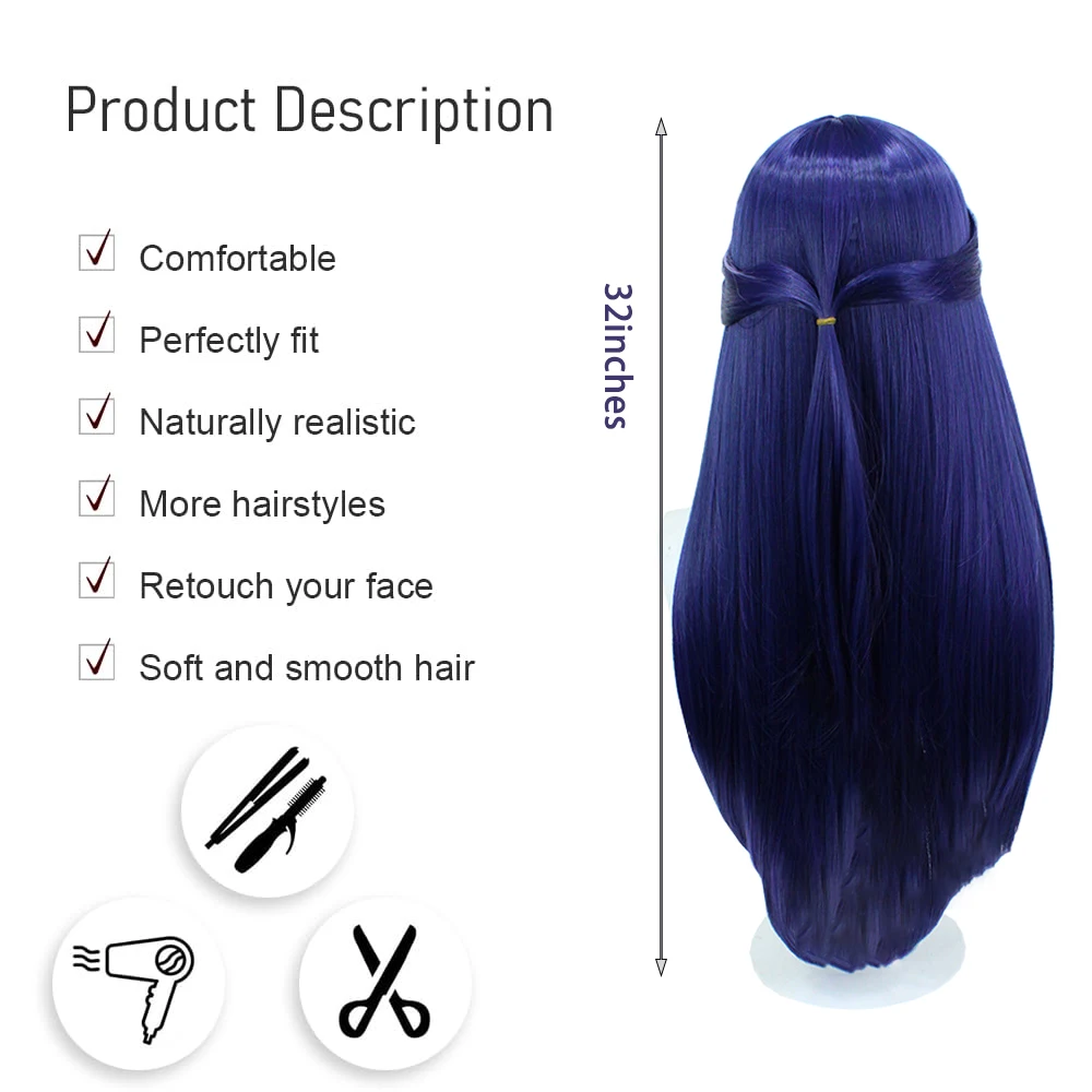 Game Anime Berkualitas Tinggi Honkai: Star Rail ‌   Acheron ‌ ‌   Rambut Sintetis Cosplay Wig Harian Karnaval Halloween 32 Inci Tahan Panas