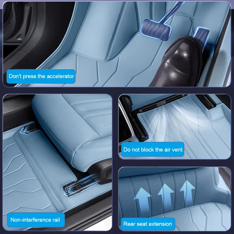 Personalizado nappa couro anti-deslizamento pé do carro proteger esteira auto luxo à prova dwaterproof água almofada acessório para hongqi ohs7 2025-presente