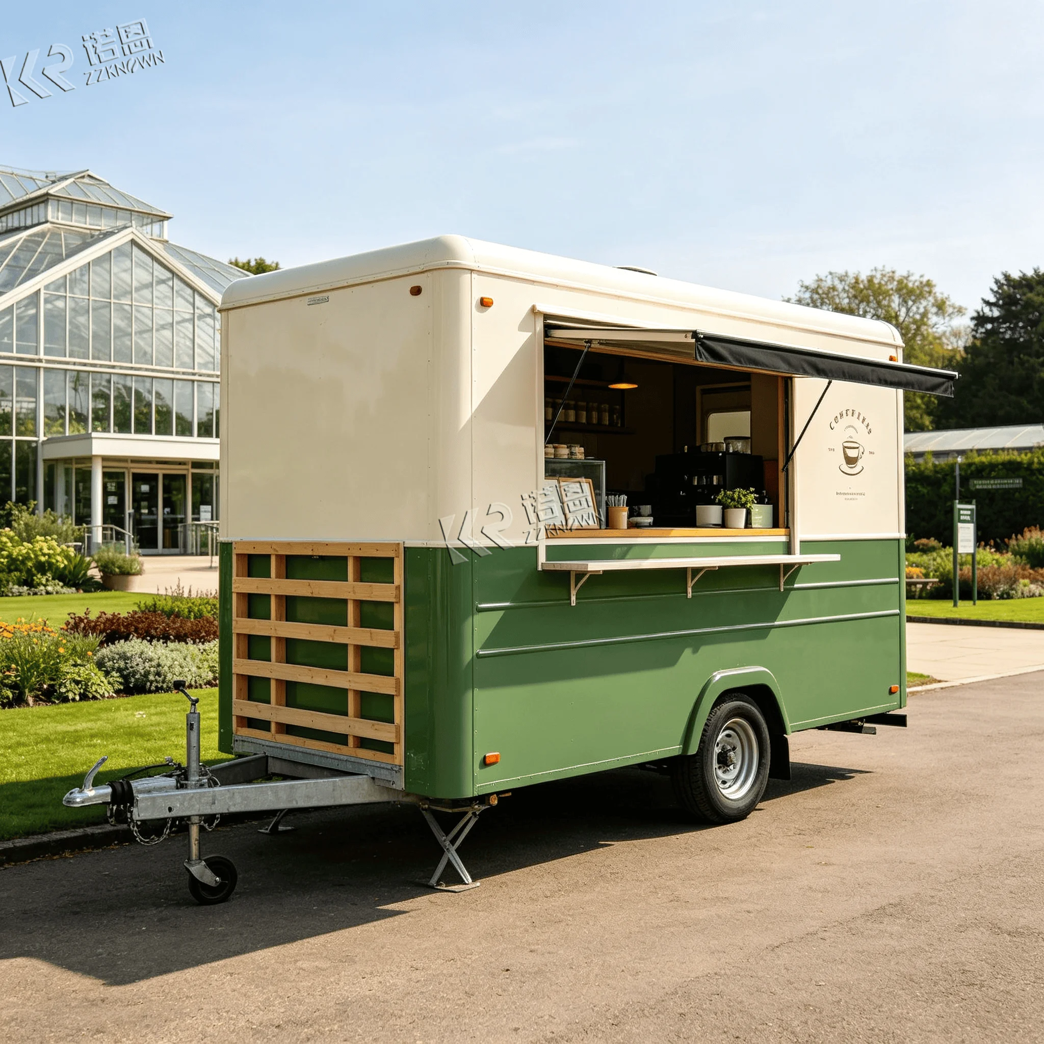 Mobile Food Trailer with LED Lights, Commercial Food Truck for Fast Food & Street Vending