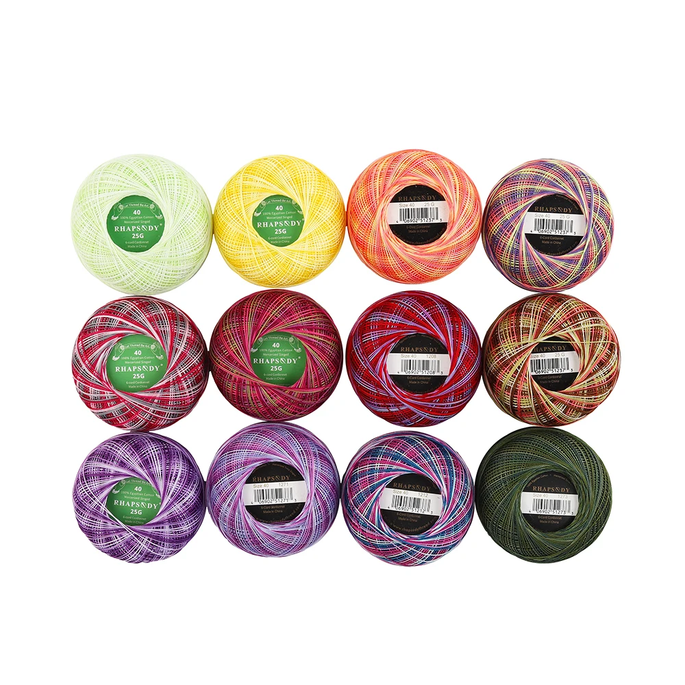Rhapsody Premium Cotton Crochet Thread Size 40 for Tatting Needlepoint Knitting Bobbin Lace Quilting Sewing Mercerized 53Colors