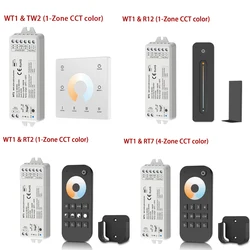 WT1 Tuya Wifi LED Dimmer DC12V 24V 2CH*5A WW CW CCT Controller 2.4G RF 4-zone Wireless Remote Dimming Switch Smart Life fr Alexa