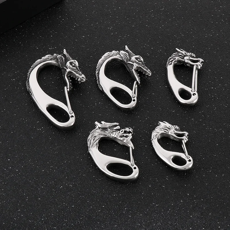 Fongten Männer Skelett Schlüssel verschluss Edelstahl Drachen Löwe DIY Schlüssel bund Verschluss Gothic Karabiner Brieftasche Schlüssel anhänger Haken für Männer – Detail 3