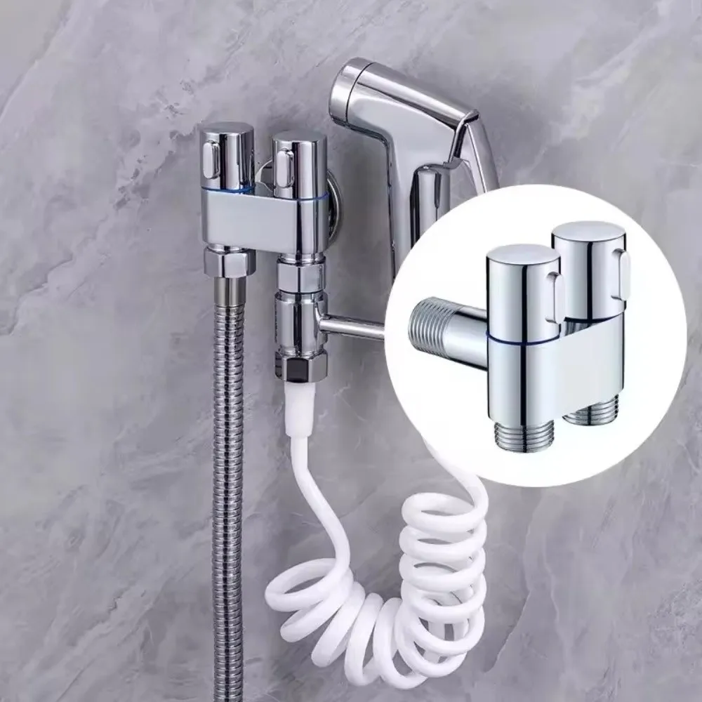 

New Zinc Alloy Toilet Angle Valve Wall Mount Dual Outlet Bidet Sprayer Set Toilet Bidet Sprayer Bathroom