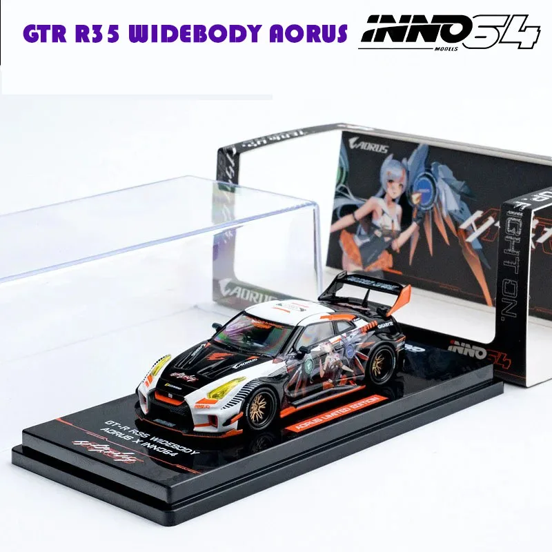 INNO  GTR R35 1/64  WIDEBODY AORUS Alloy Motor Vehicle Toy Die-casting Metal Model Collection Boy Christmas Gift