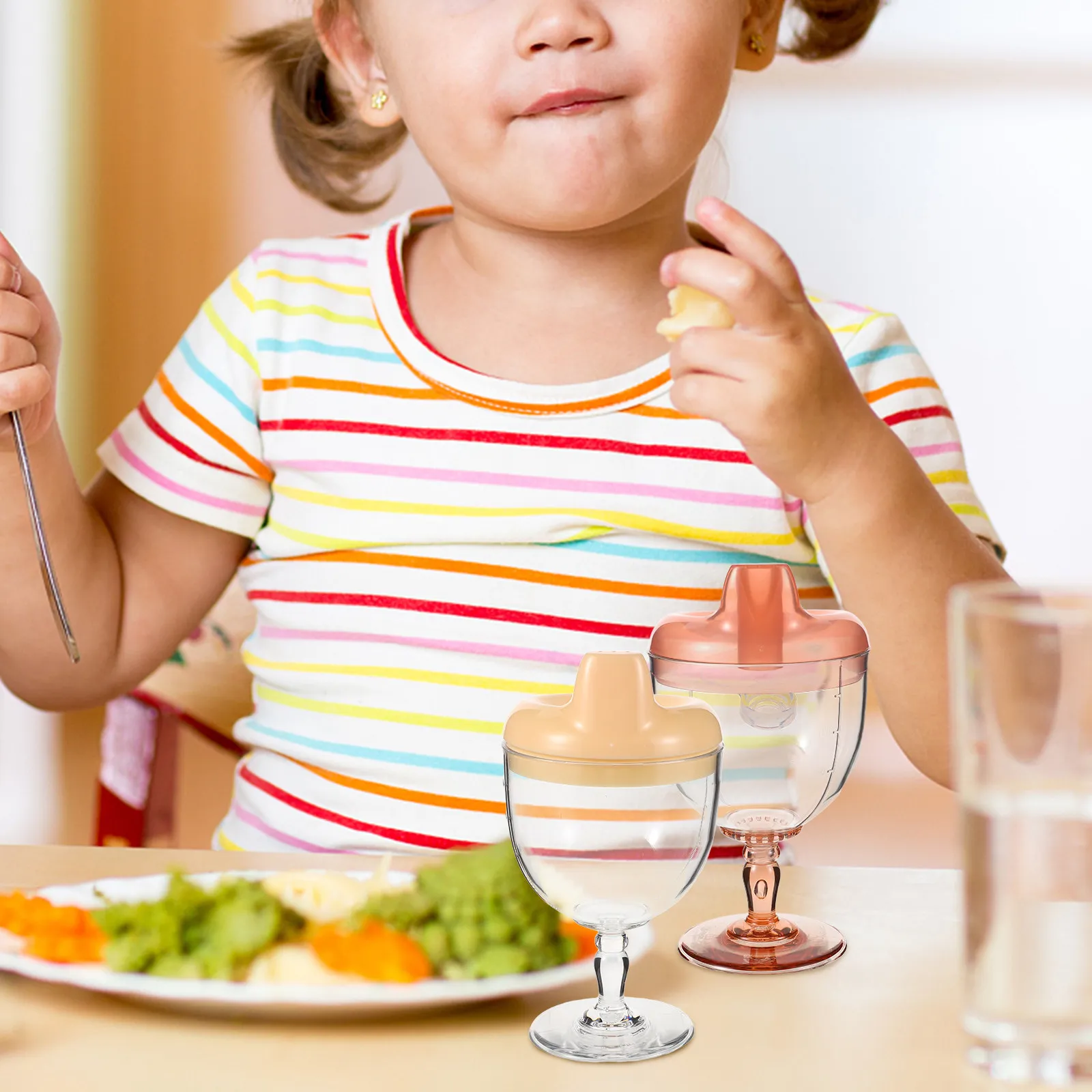

2 шт. детские тренировочные стаканы-непроливайки из стекла, милые детские стаканы для сока, воды, молока, с защитой от падений, удобной ручкой, многофункциональные