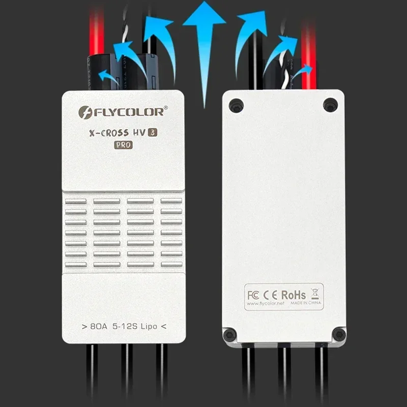 Flycolor X-CROSS HV3 PRO 80A ESC 5-12S BLHeli-32 Dshot Proshot 64MHz ARM 32-Bit Speed Controller for RC FPV Racing Drone