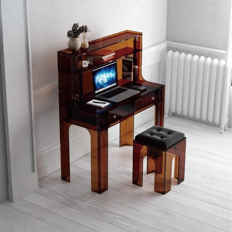 Tocador de escritorio acrílico estilo ins de celebridades de Internet, mesa de maquillaje de lujo ligera integrada para dormitorio, tocador moderno y sencillo