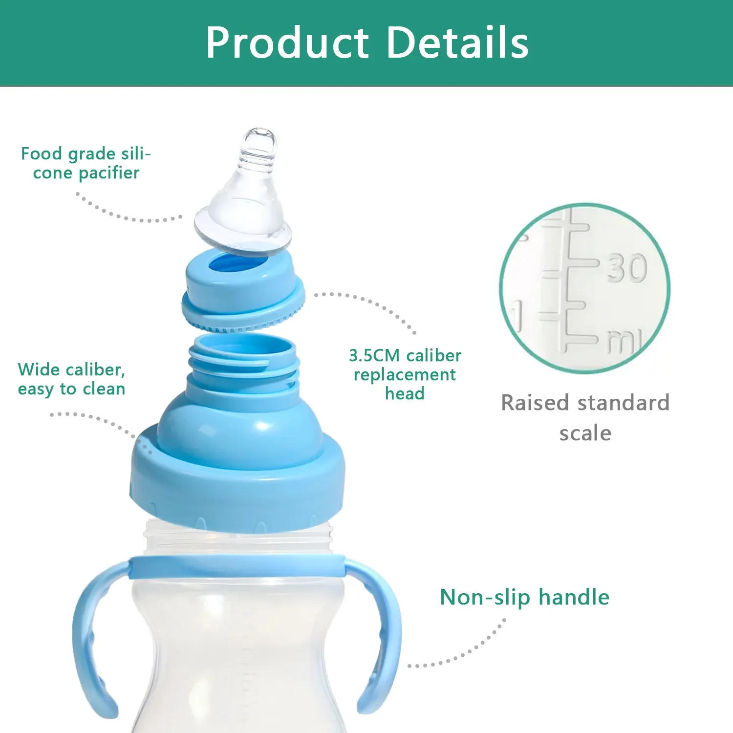 1 szt. Butelka dla niemowląt z materiału PP zapobiegająca zadławieniu i przeciwdziałająca gazowaniu, 350 ml - kubek ze słomką i uchwytami (różowy/niebieski opcjonalnie) Prezent dla niemowlaka