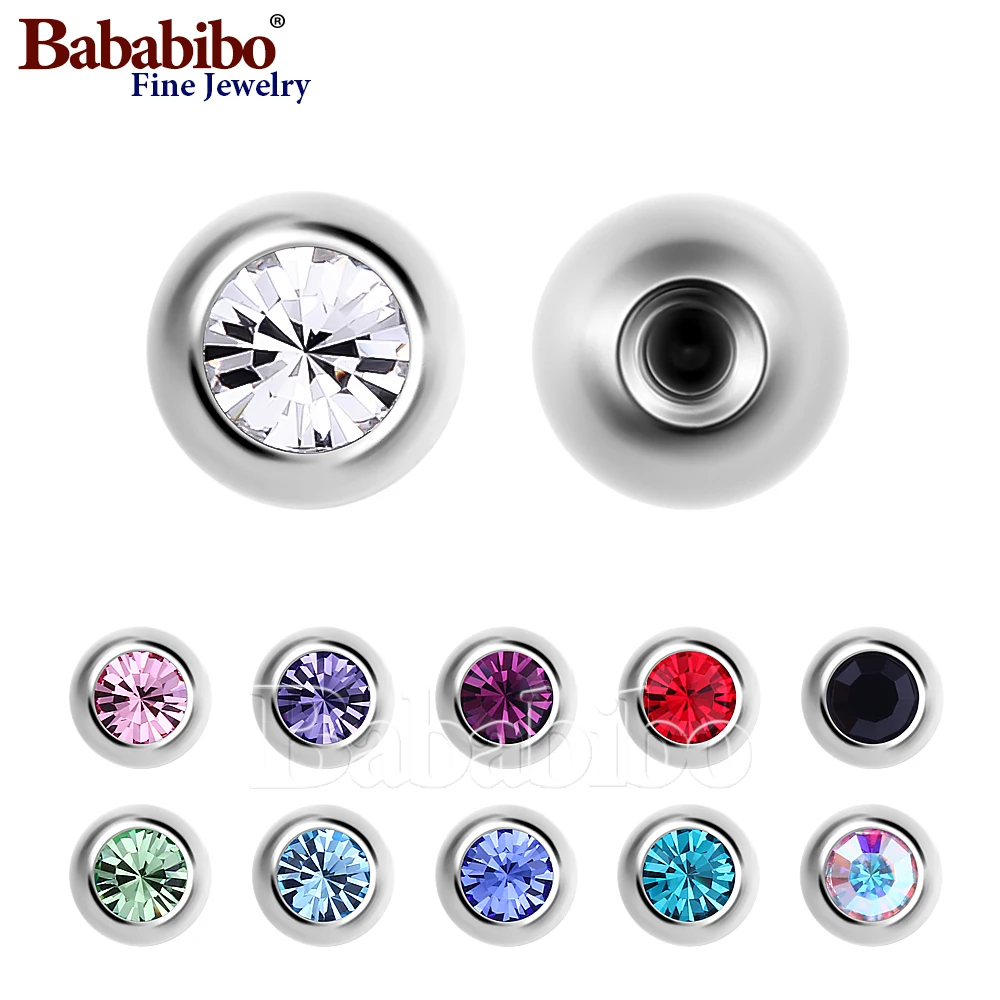 10 piezas de repuesto de titanio 14g 16g 1,6mm 1,2mm bolas de piercing originales circonita cúbica Labret Barbell Bar accesorios para Piercing