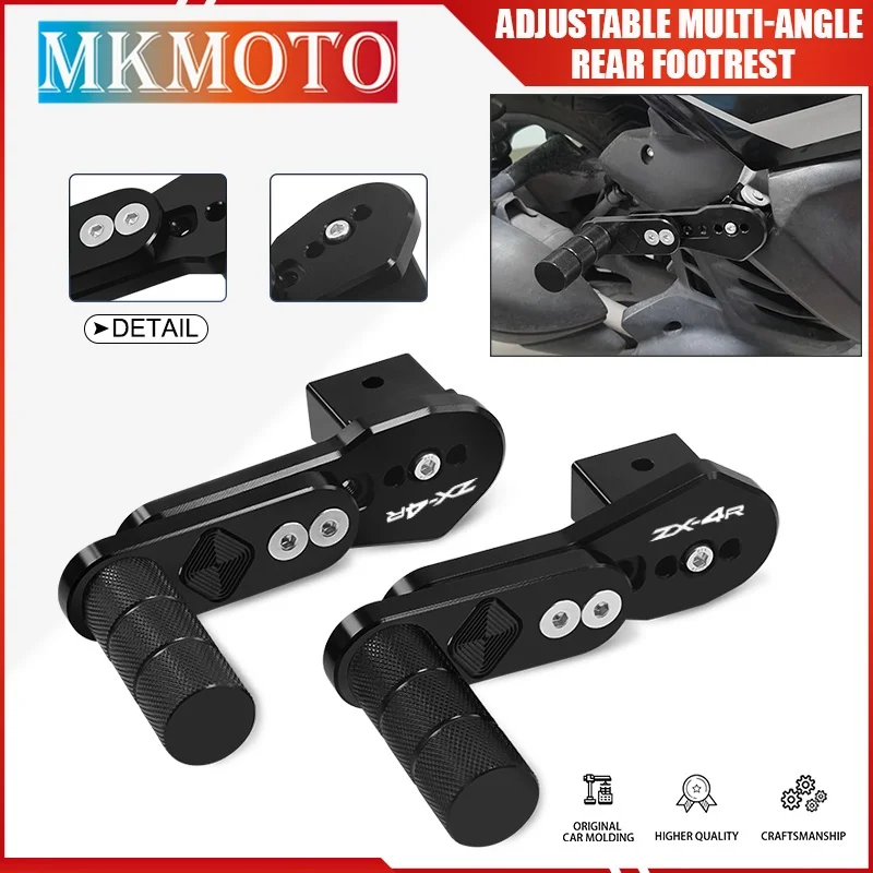 

High Quality For ZX-4R ZX-4RR 2023-2024 CNC Multi Angle Adjustable Retractable Motorcycle Rear Footrests Foot Pedals zx4r zx4rr