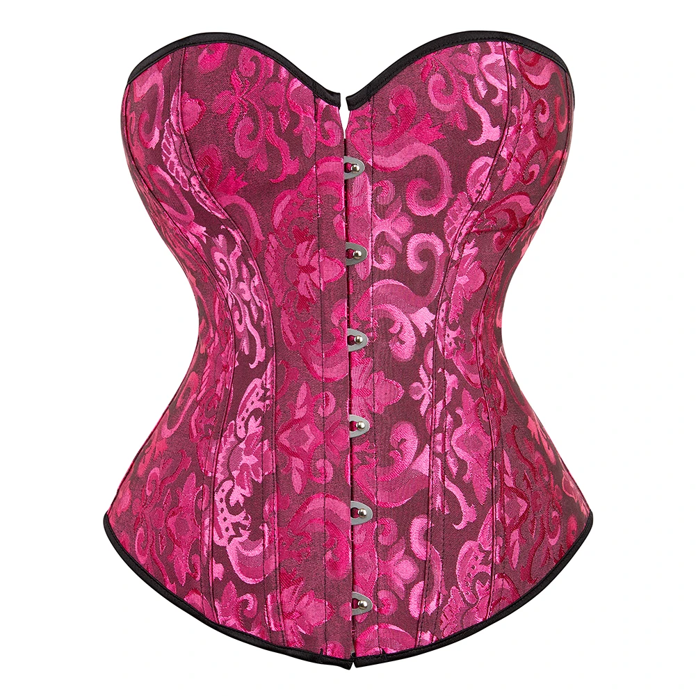 New Women Sexy Jacquard Bustiers And Corsets Lace Up Body Shapewear Overbust Corset Tops Plus Size XS-7XL