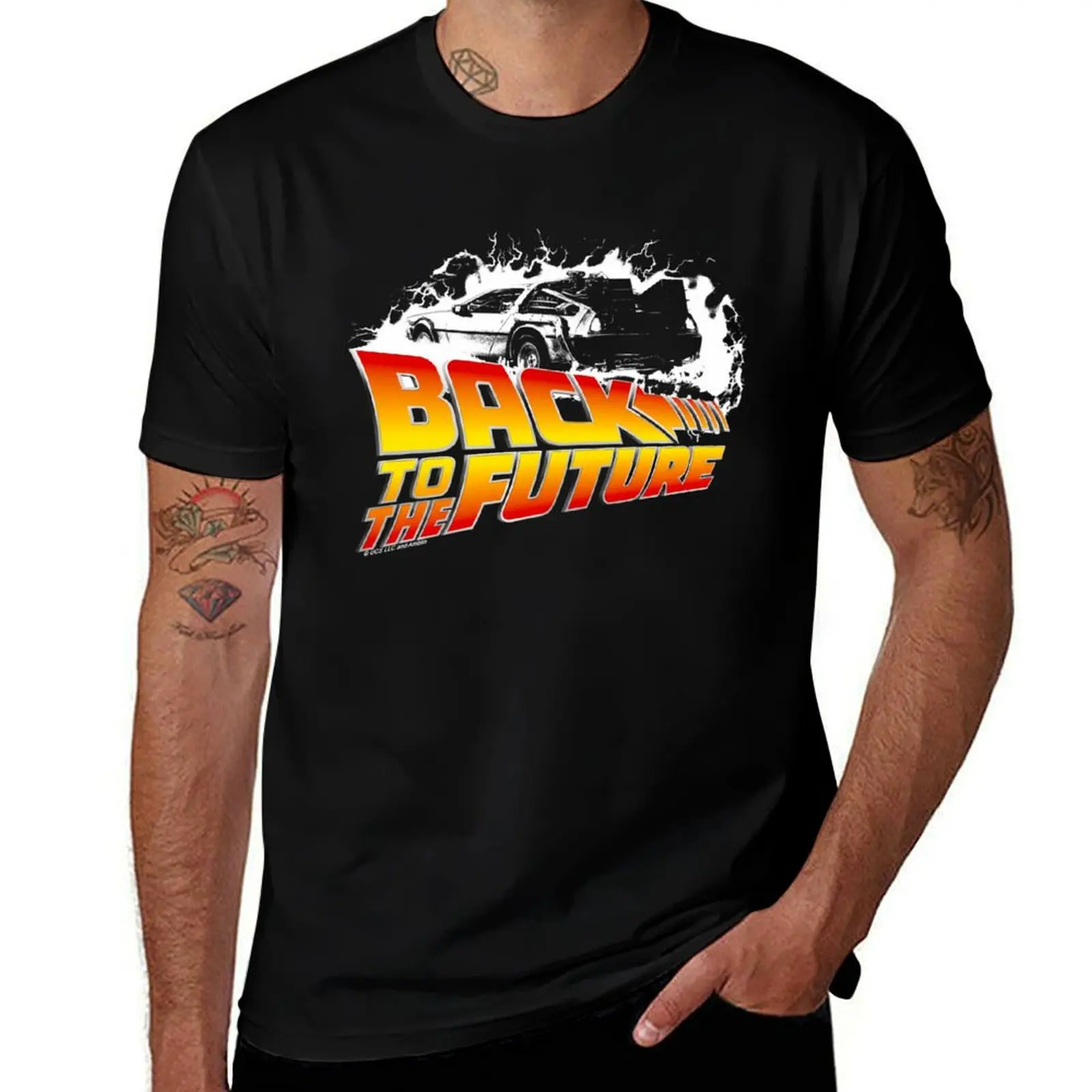 

Back To The Future - Delorean White Stencil Fan Art T-Shirt man t shirt cotton t shirt for man
