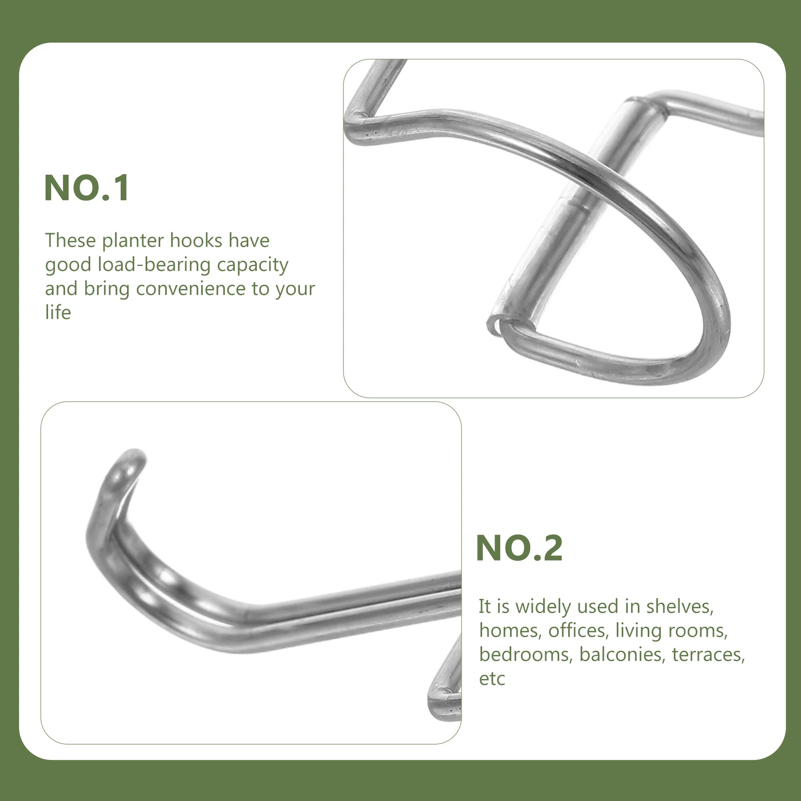 10 szt. Okrągłe haczyki ze stali nierdzewnej, wiatroodporne, wytrzymałe, do ubrań, doniczek, metalowe organizery do wieszania