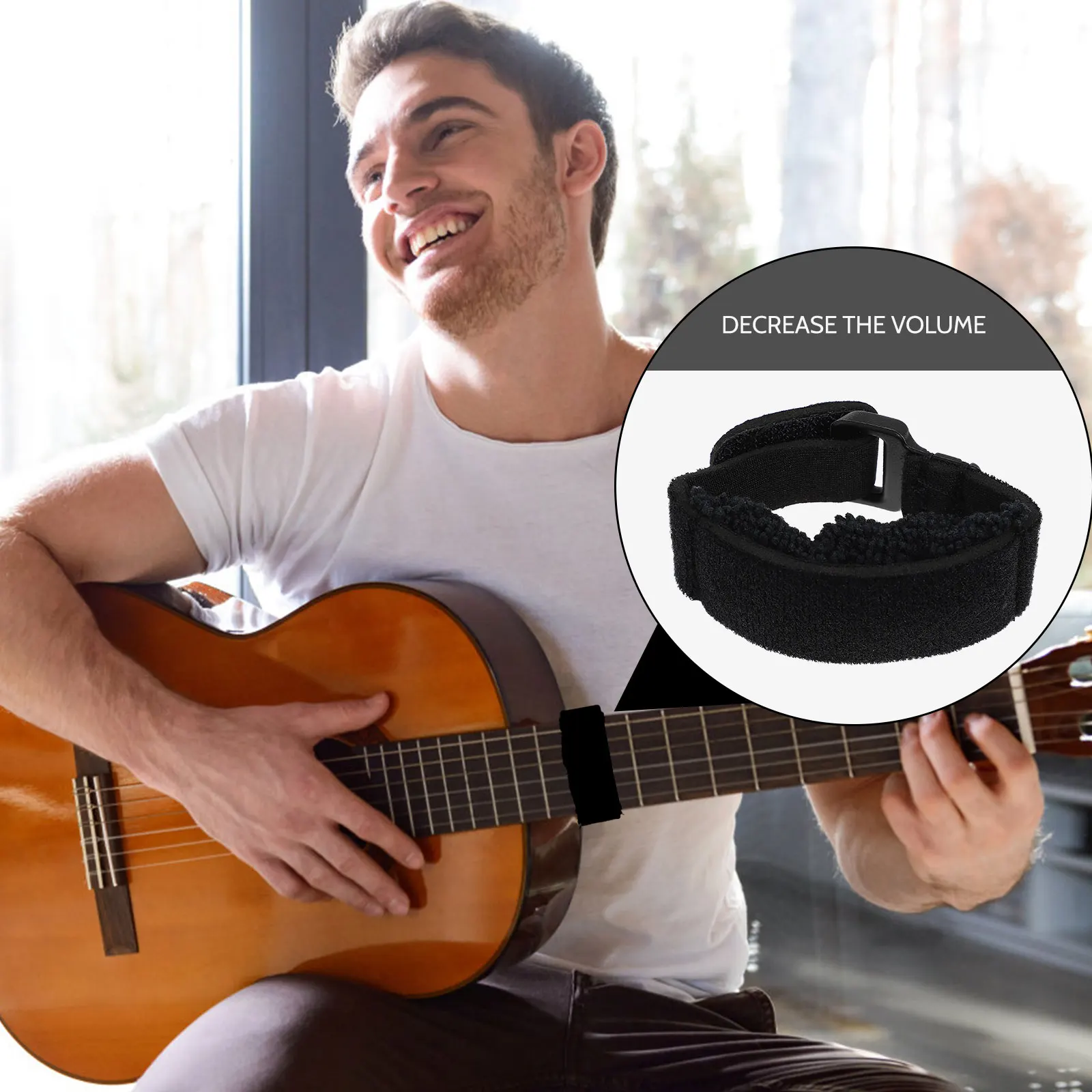 

Soundproof Tape Mute Belt for Guitar Beam Fingerboard Adjustable Bass Musical Instrument Supply Black