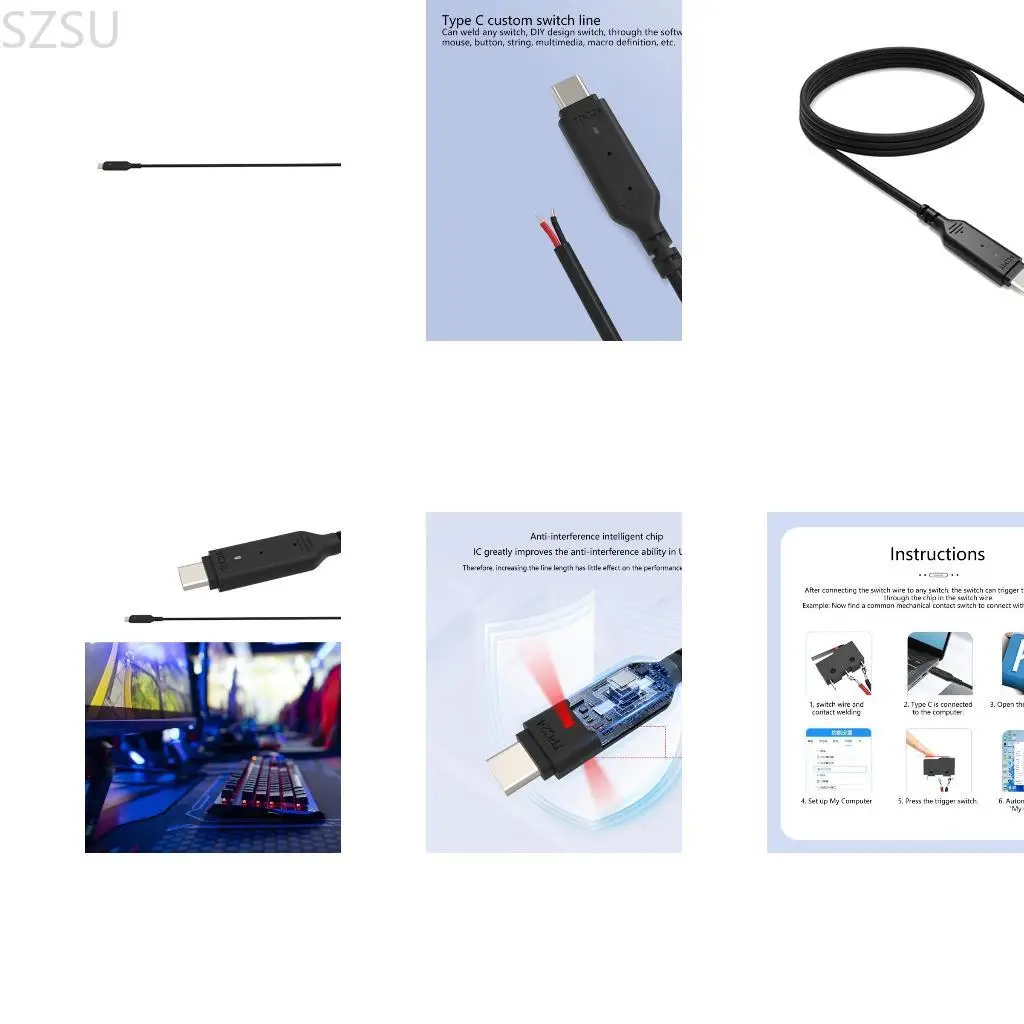 

SZSU USB-кабель-адаптер для удобной настройки клавиатуры и мыши, широкая совместимость, 200 см, 78,74 дюйма
